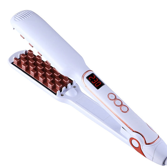 Multi-functional Long & Short Hair Styling Iron Ceramic Tourmaline Volumizing Hair Iron(White gold) by bashfashion