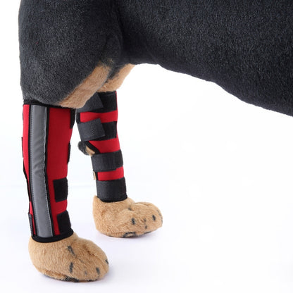 Pet Knee Pads Dog Leg Guards Pet Protective Gear Surgery Injury Sheath, Size: S(HJ29 Reflective With Support Bar Red) by bashfashion