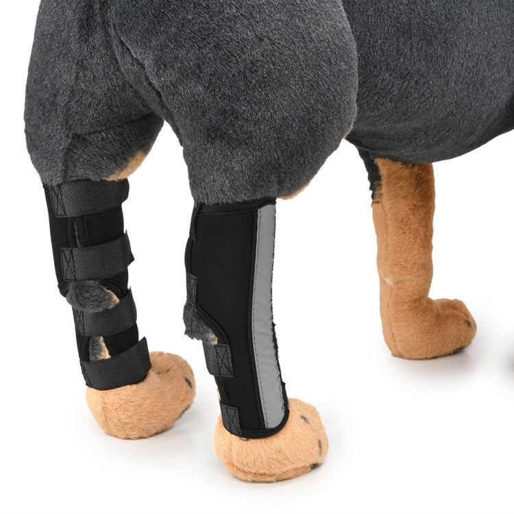 Pet Knee Pads Dog Leg Guards Pet Protective Gear Surgery Injury Sheath, Size: M( HJ28 Reflective With Support Bar Black) by bashfashion