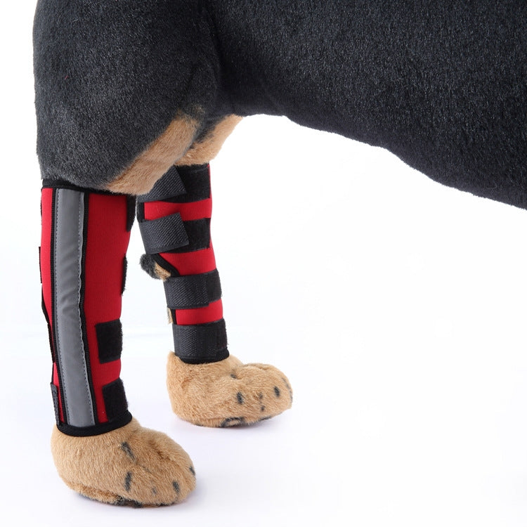 Pet Knee Pads Dog Leg Guards Pet Protective Gear Surgery Injury Sheath, Size: M(HJ29 Reflective With Support Bar Red) by bashfashion