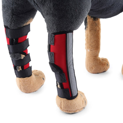 Pet Knee Pads Dog Leg Guards Pet Protective Gear Surgery Injury Sheath, Size: L(HJ29 Reflective With Support Bar Red) by bashfashion