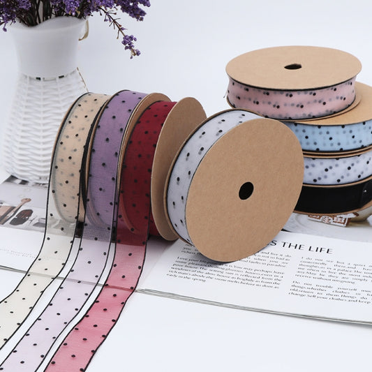 Transparent Snow Dots Yarn Ribbon Gift Box Packaging Material, Specification: 4cm(Starry Purple) by bashfashion