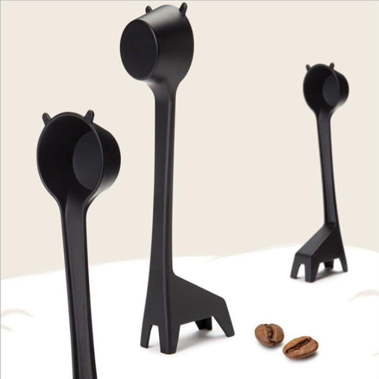 5 PCS Cartoon Giraffe Shape Coffee Spoon Coffee Bean Powder Quantitative Spoon Metering Plastic Spoon(Black) by bashfashion