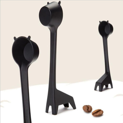 5 PCS Cartoon Giraffe Shape Coffee Spoon Coffee Bean Powder Quantitative Spoon Metering Plastic Spoon(Black) by bashfashion