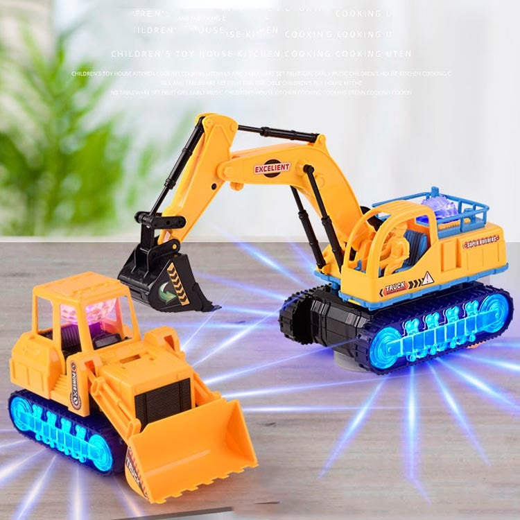 Children Light And Music Simulation Electric Excavator Car Toy, Style: Engineering Vehicle by bashfashion