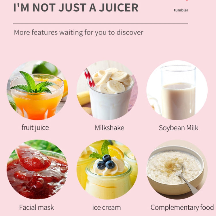 Mini Portable Usb Juice Machine Multi-Function Electric Charging Household Juicer(Pink) by bashfashion