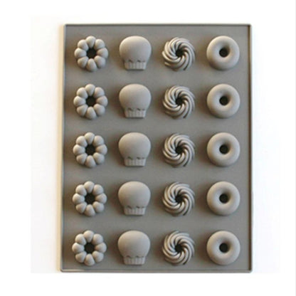 Silicone Cake Mold 25 Grid Fudge Hard Candy Silicone Biscuit Mold(Donuts) by bashfashion