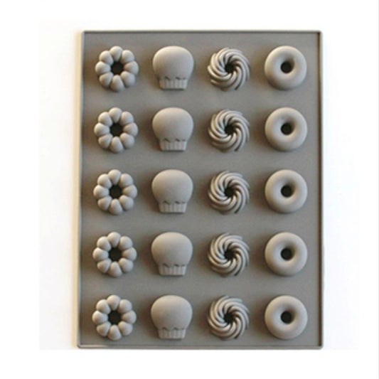 Silicone Cake Mold 25 Grid Fudge Hard Candy Silicone Biscuit Mold(Donuts) by bashfashion