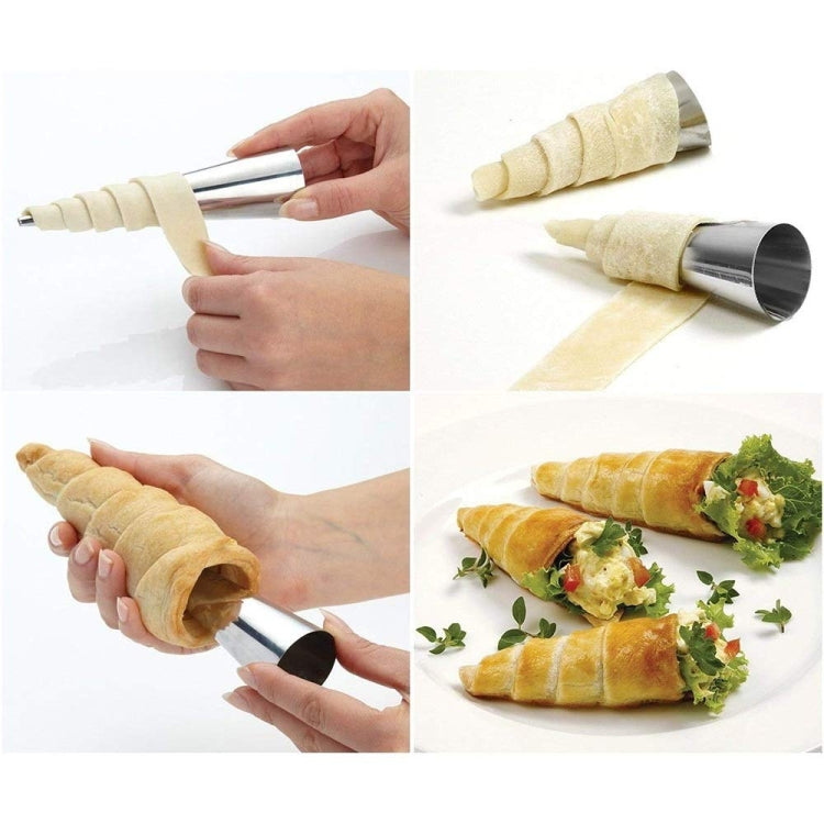 17 in 1 Ice Cream Crispy Mold Set Stainless Steel Conical Roller Croissant Tool by bashfashion