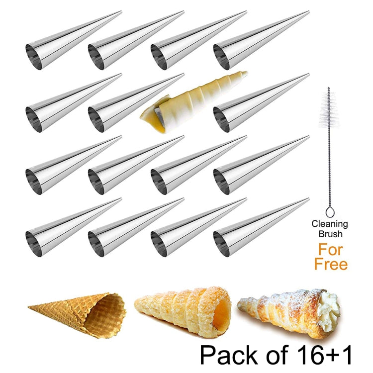 17 in 1 Ice Cream Crispy Mold Set Stainless Steel Conical Roller Croissant Tool by bashfashion