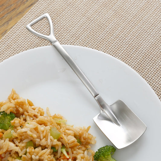410 Stainless Steel Shovel Spoon Retro Cute Square Head Spoon by bashfashion