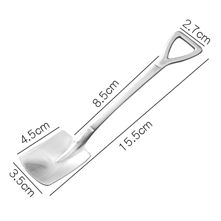 410 Stainless Steel Shovel Spoon Retro Cute Square Head Spoon by bashfashion