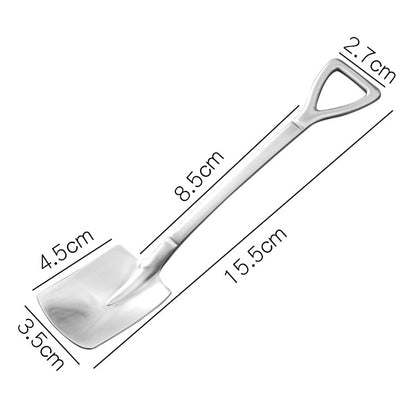 410 Stainless Steel Shovel Spoon Retro Cute Square Head Spoon by bashfashion