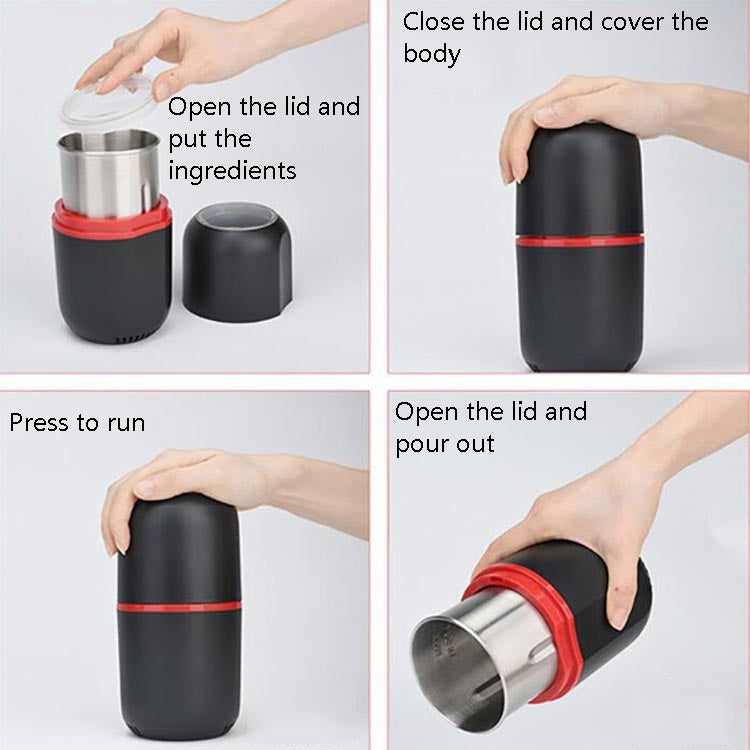 Electric Small Grinder Household Seasoning Miscellaneous Grains Chinese Medicine Coffee Grinder 110V US Plug (Black) by bashfashion