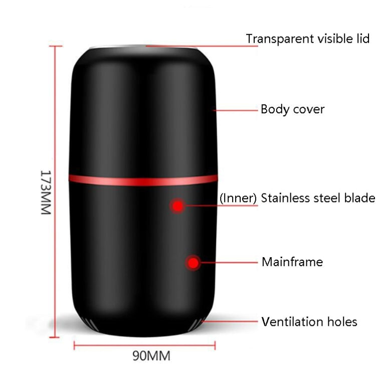 Electric Small Grinder Household Seasoning Miscellaneous Grains Chinese Medicine Coffee Grinder 110V US Plug (Black) by bashfashion