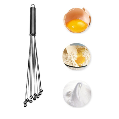 Manual Whisk Stainless Steel Glass Bead Egg Whisk Kitchen Household Hand-Held Baking Tools Type A 12 Inch by bashfashion
