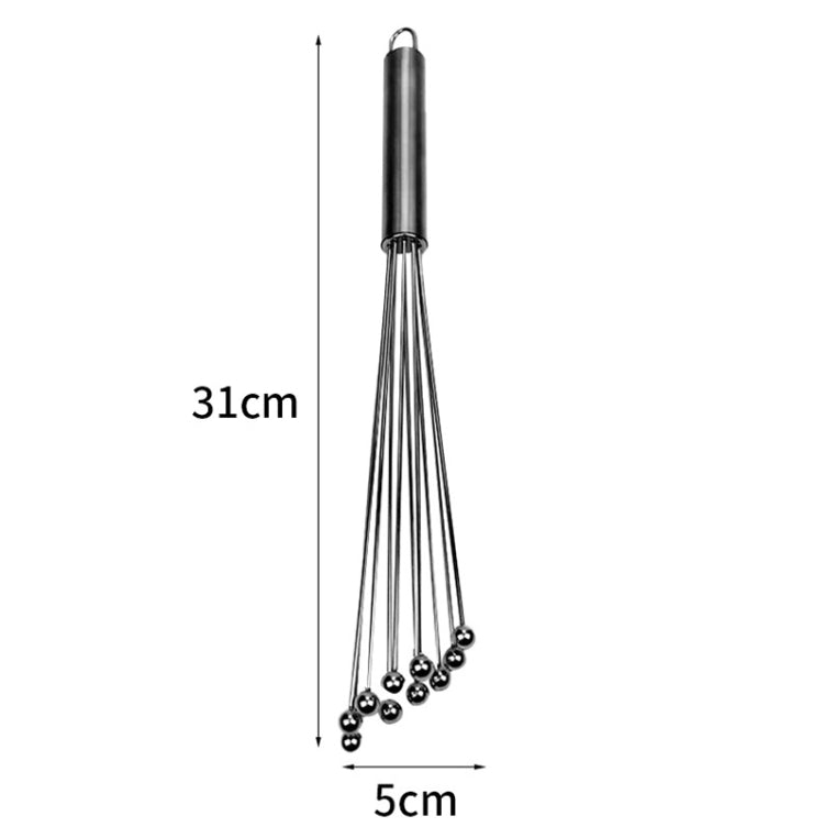 Manual Whisk Stainless Steel Glass Bead Egg Whisk Kitchen Household Hand-Held Baking Tools Type A 12 Inch by bashfashion