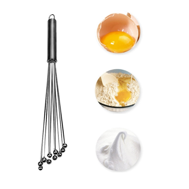 Manual Whisk Stainless Steel Glass Bead Egg Whisk Kitchen Household Hand-Held Baking Tools Type A 10 Inch by bashfashion