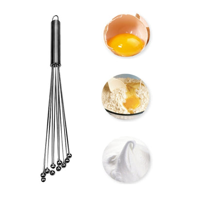 Manual Whisk Stainless Steel Glass Bead Egg Whisk Kitchen Household Hand-Held Baking Tools Type A 10 Inch by bashfashion