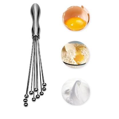 Manual Whisk Stainless Steel Glass Bead Egg Whisk Kitchen Household Hand-Held Baking Tools Type B 12 Inch by bashfashion