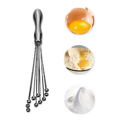 Manual Whisk Stainless Steel Glass Bead Egg Whisk Kitchen Household Hand-Held Baking Tools Type B 10 Inch by bashfashion