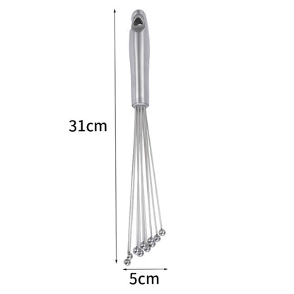 Manual Whisk Stainless Steel Glass Bead Egg Whisk Kitchen Household Hand-Held Baking Tools Type C 12 inch by bashfashion