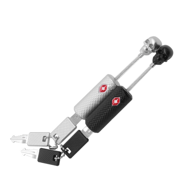 Customs Lock Wire Rope Padlock Skull Customs Code Lock(Silver) by bashfashion