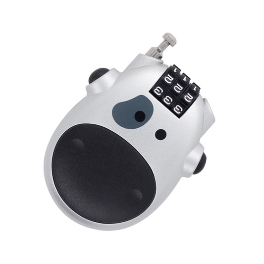 Portable Bicycle Motorcycle Anti-Theft Lock Telescopic Wire Lock Cartoon Cow Password Lock(Silver) by bashfashion