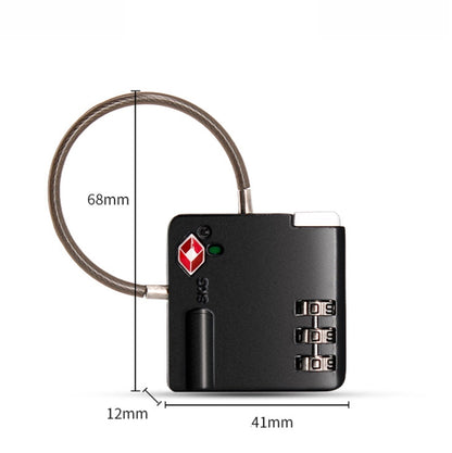 TSA Customs Combination Lock Anti-Theft Wire Padlock(Black) by bashfashion