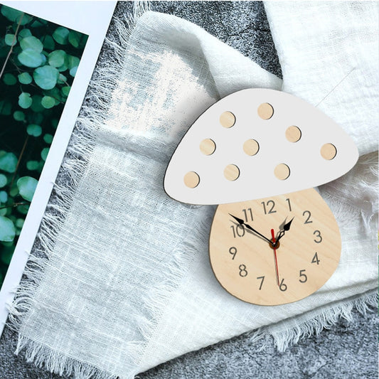 Kindergarten Cartoon Mute Wall Clock Creative Children Colorful Mushroom Decorative Clock(White) by bashfashion