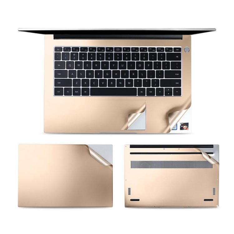 JRC 4 In 1 0.2mm Metal Texture Upper Cover Film + Bottom Cover Film + Full-Support Film + Touchpad Film Laptop Body Protective Film Sticker Set For Huawei Matebook D 14 inch (Champagne Gold) by JRC