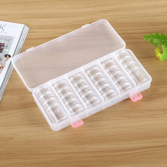 Nail Art Tool Decoration Empty Box Diamond Box Empty Bottle Set 28 Small Round Bottles + 1 Shell by bashfashion