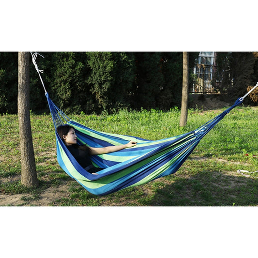 Thick Canvas Hammock Field Rollover Prevention Outdoor Hammock Swing 260x100 No Stick (Blue Stripes) by bashfashion