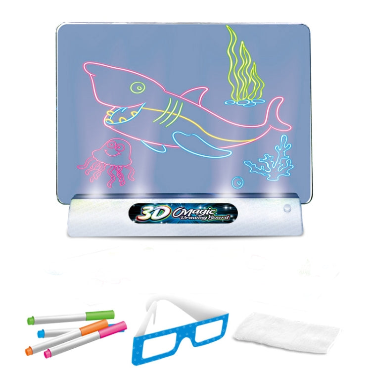 3D Fluorescent Drawing Board Magic Luminous Three-Dimensional Writing Board Graffiti Board Lighting Puzzle Children Drawing Board,Style: Large Drawing Board (Dinosaur Version) by bashfashion