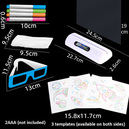 3D Fluorescent Drawing Board Magic Luminous Three-Dimensional Writing Board Graffiti Board Lighting Puzzle Children Drawing Board,Style: Large Drawing Board (Dinosaur Version) by bashfashion