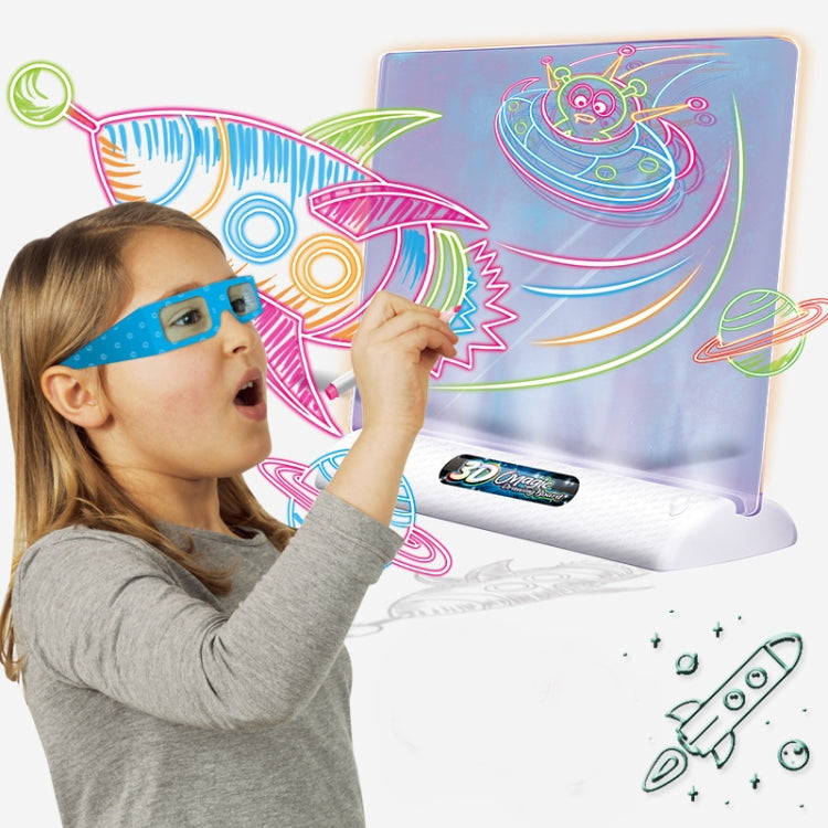 3D Fluorescent Drawing Board Magic Luminous Three-Dimensional Writing Board Graffiti Board Lighting Puzzle Children Drawing Board,Style: Large Drawing Board (Dinosaur Version) by bashfashion