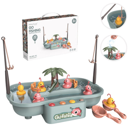 Play House Children Educational Electric Cycle Rotating Fishing Station Summer Water Game Toy Set, Colour: Green 6 Ducks by bashfashion