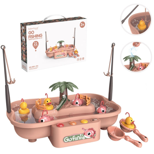 Play House Children Educational Electric Cycle Rotating Fishing Station Summer Water Game Toy Set, Colour: Pink 3 Fish 3 Duck by bashfashion