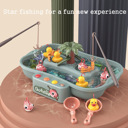 Play House Children Educational Electric Cycle Rotating Fishing Station Summer Water Game Toy Set, Colour: Pink 3 Fish 3 Duck by bashfashion