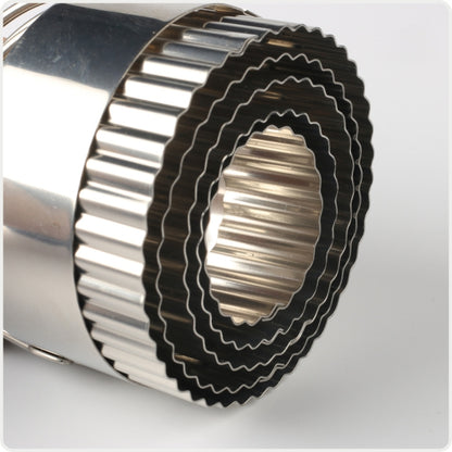 5 in 1 Stainless Steel Circular Wave Pattern Biscuit Cutter Set With Handle Fondant Tool Diameter: 8.5/7.5/6.3/5.3/4.3cm by bashfashion