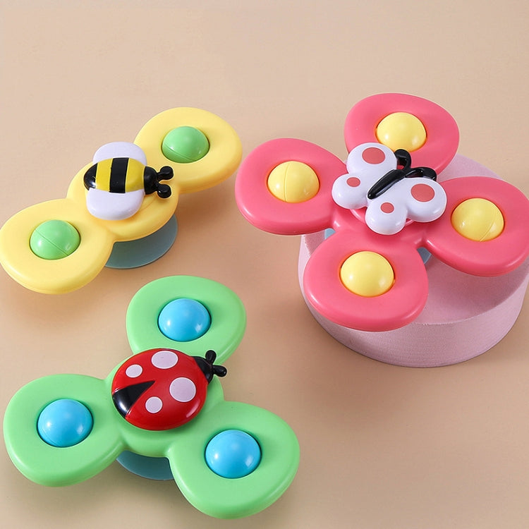 3 In 1 Fingertip Spinner Baby Rattle Three-Color Insect Sucker Turn And Turn Fun Baby Bath Toy by bashfashion