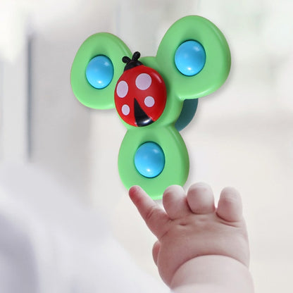 3 In 1 Fingertip Spinner Baby Rattle Three-Color Insect Sucker Turn And Turn Fun Baby Bath Toy by bashfashion