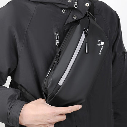 WEIXIER 9563 Men Outdoor Messenger Bag Multifunctional PU Large-Capacity Waist Bag(Gray) by WEIXIER