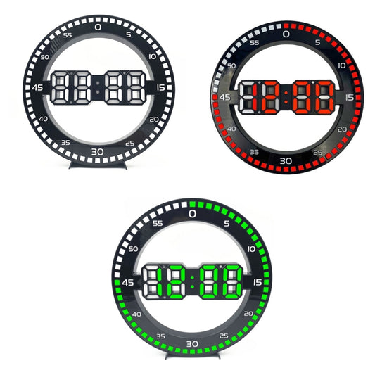 DS-3688L Living Room 3D Wall Clock Big Screen LED Electronic Clock, Colour: Second Light Black+Green by bashfashion