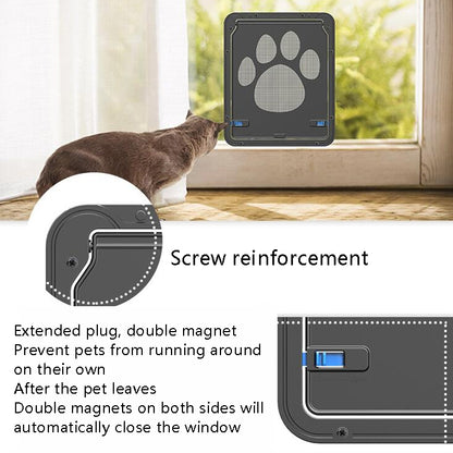 Pet Supplies Dog Paw Print Door Bite-Proof Small Dog Cat Screen Window Door Cat And Dog Door(Black) by bashfashion