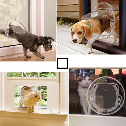 Pet Supplies PC Material Round Glass Door Cat Puppy Door Hole(Transparent) by bashfashion