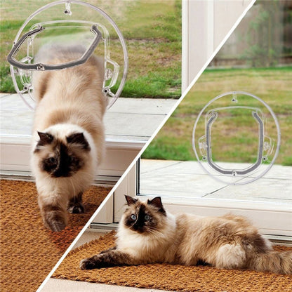 Pet Supplies PC Material Round Glass Door Cat Puppy Door Hole(Transparent) by bashfashion