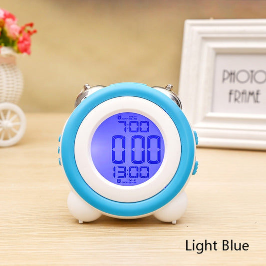 0705 Big Volume Simple Three-Dimensional LED Alarm Clock Mute Luminous Electronic Clock(Light Blue) by bashfashion