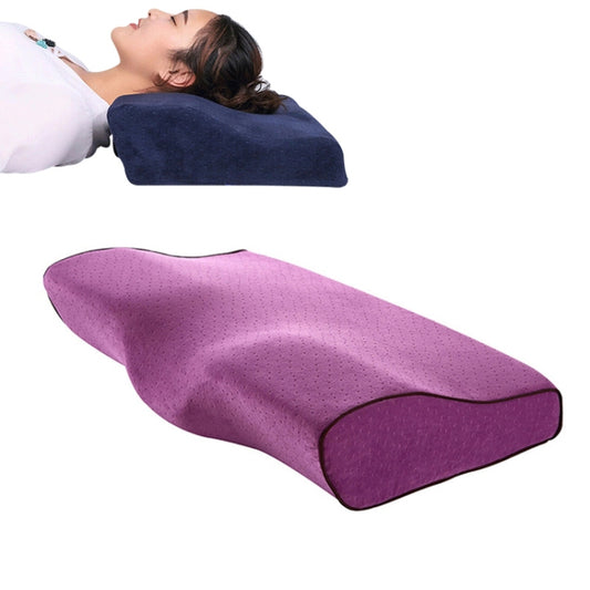 Butterfly Shape Memory Foam Snorked Pillow Slow Rebound Health Care Cervical Pillow, Dimensions: 50x30x10x6cm(Velvet Purple) by bashfashion