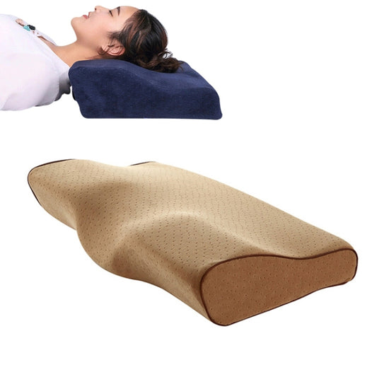Butterfly Shape Memory Foam Snorked Pillow Slow Rebound Health Care Cervical Pillow, Dimensions: 50x30x10x6cm(Velvet Camel Color) by bashfashion